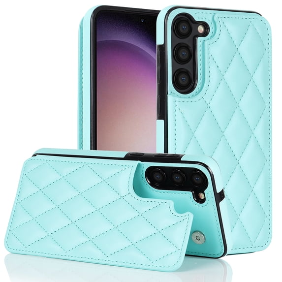 Case Wallet for Samsung Galaxy S24 Plus with RFID Blocking Card Holder, PU Leather Fashion Back Flip Case with Kickstand Magnetic Buttons Shockproof Cover for Samsung Galaxy S24 Plus, Mint