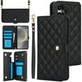 thumbnail image 1 of Case Wallet for Samsung Galaxy S25 Plus, [Wristlet & Crossbody Strap] RFID Blocking 5 Card Slots Stand [Shockproof TPU Shell] PU Leather Magnetic Flip Cover Compatible with S25 Plus, Black, 1 of 9