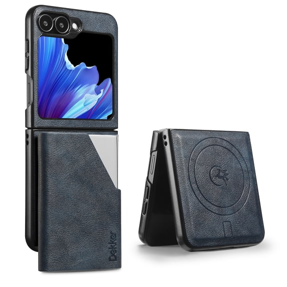 Case Wallet for Samsung Galaxy Z Flip 7 Wallet Case,2 in 1 Magnetic Detachable Leather Back Flip Case with Card Holders RFID Blocking, Wireless Charging Supported, Kickstand Phone Cover,Blue