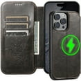 thumbnail image 1 of Case Wallet for iPhone 14 Wallet Case [Compatible with MagSafe] Magnetic Leather Flip Folio Cover Kickstand and Cash Credit Card Holder for Men Women, 1 of 6
