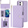 thumbnail image 1 of Case Wallet for iPhone 11, [Wristlet & Crossbody Strap] RFID Blocking 5 Card Slots Stand [Shockproof TPU Shell] PU Leather Magnetic Flip Cover Compatible with iPhone 11, Purple, 1 of 9