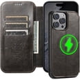 thumbnail image 1 of Case Wallet for iPhone 12, iPhone 12 Pro Wallet Case Compatible with MagSafe Wireless Charging  Leather Flip Folio Cover Kickstand and Cash Credit Card Holder for Men Women Dark Grey, 1 of 12