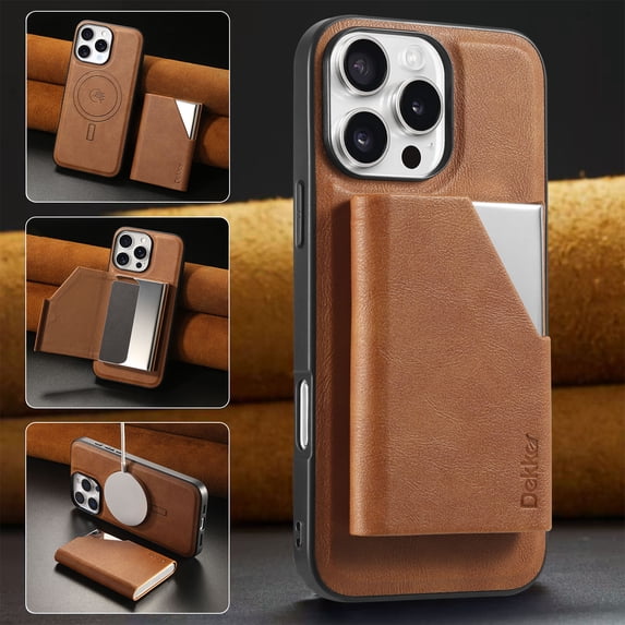 Case Wallet for iPhone 14 Plus Wallet Case,2 in 1 Magnetic Detachable Leather Back Flip Case with Card Holders RFID Blocking, Wireless Charging Supported, Kickstand Phone Cover,Brown