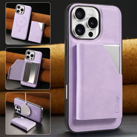 Case Wallet for iPhone 15 Pro Max Wallet Case,2 in 1 Magnetic Detachable Leather Back Flip Case with Card Holders RFID Blocking, Wireless Charging Supported, Kickstand Phone Cover,Purple