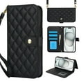 thumbnail image 1 of Case Wallet for iPhone 16 Plus, [Wristlet & Crossbody Strap] RFID Blocking 5 Card Slots Stand [Shockproof TPU Shell] PU Leather Magnetic Flip Cover Compatible with iPhone 16 Plus, Black, 1 of 6