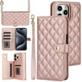 thumbnail image 1 of Case Wallet for iPhone 16 Pro Max, [Wristlet & Crossbody Strap] RFID Blocking 5 Card Slots Stand [Shockproof TPU Shell] PU Leather Magnetic Flip Cover Compatible with iPhone 16 Pro Max, Rosegold, 1 of 9