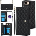 thumbnail image 1 of Case Wallet for iPhone 7 Plus/8 Plus, [Wristlet & Crossbody Strap] RFID Blocking 5 Card Slots Stand [Shockproof TPU Shell] PU Leather Magnetic Flip Cover Compatible with iPhone 7 Plus/8 Plus, Black, 1 of 9