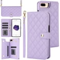 thumbnail image 1 of Case Wallet for iPhone 7 Plus/8 Plus, [Wristlet & Crossbody Strap] RFID Blocking 5 Card Slots Stand [Shockproof TPU Shell] PU Leather Magnetic Flip Cover Compatible with iPhone 7 Plus/8 Plus, Purple, 1 of 9