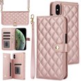 thumbnail image 1 of Case Wallet for iPhone XR, [Wristlet & Crossbody Strap] RFID Blocking 5 Card Slots Stand [Shockproof TPU Shell] PU Leather Magnetic Flip Cover Compatible with iPhone XR, Rosegold, 1 of 9