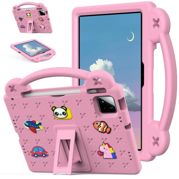 Case for Walmart Onn. 11" Tablet Pro 2024 (100146660), Cartoon Shockproof Drop-proof Rugged Lightweight Constrictible Stand Kinds Friendly Cover Case With Convenient Carrying Handle,Pink