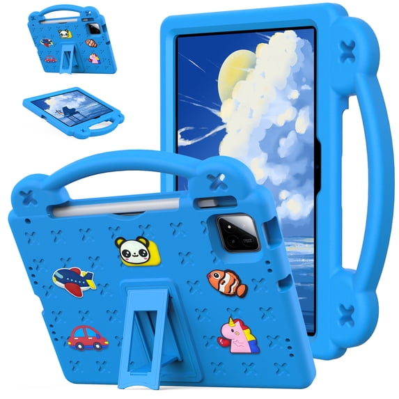 Case for Walmart Onn. 11" Tablet Pro 2024 (100146660), Cartoon Shockproof Drop-proof Rugged Lightweight Constrictible Stand Kinds Friendly Cover Case With Convenient Carrying Handle,Skyblue