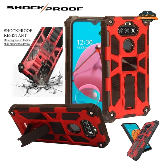 Case for Wiko Ride 3 Full-Body Hybrid [Military-Grade] Heavy Duty with Hidden Kickstand Stand Support Magnetic Car Mount Cover for Wiko Ride 3 by Xcell - Red