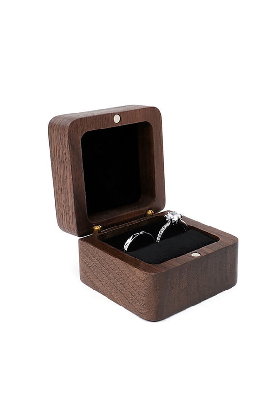 Case Wooden Lover Ring Display Box Jewelry Box Storage Holder Ring Storage Box USA