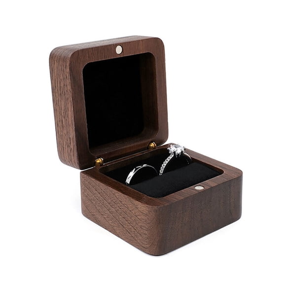 Case Wooden Lover Ring Display Box Jewelry Box Storage Holder Ring Storage Box USA