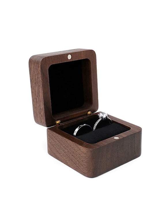 Case Wooden Lover Ring Display Box Jewelry Box Storage Holder Ring Storage Box USA
