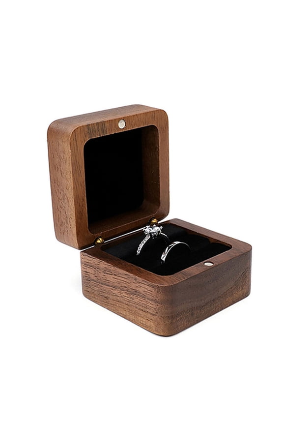 Case Wooden Lover Ring Display Box Jewelry Box Storage Holder Ring Storage Box-