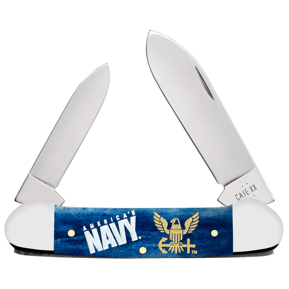 Case XX Knives Canoe America's Navy Blue Bone Stainless Pocket Knife