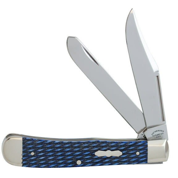 Case XX Knives Cattaraugus Trapper Flowing Stream Blue Bone Stainless Pocket Knife