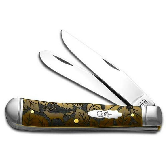 Case XX Knives Elk Scene Antique Bone Trapper 1/500 Stainless Pocket Knife