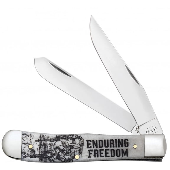 Case XX Knives Enduring Freedom War Series Natural Bone Trapper Stainless Pocket Knife