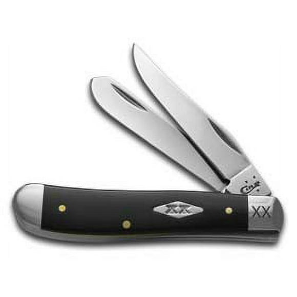 Case XX Knives Engraved Bolster Black Synthetic Delrin Mini Trapper 1/500 Stainless Pocket Knife 6696