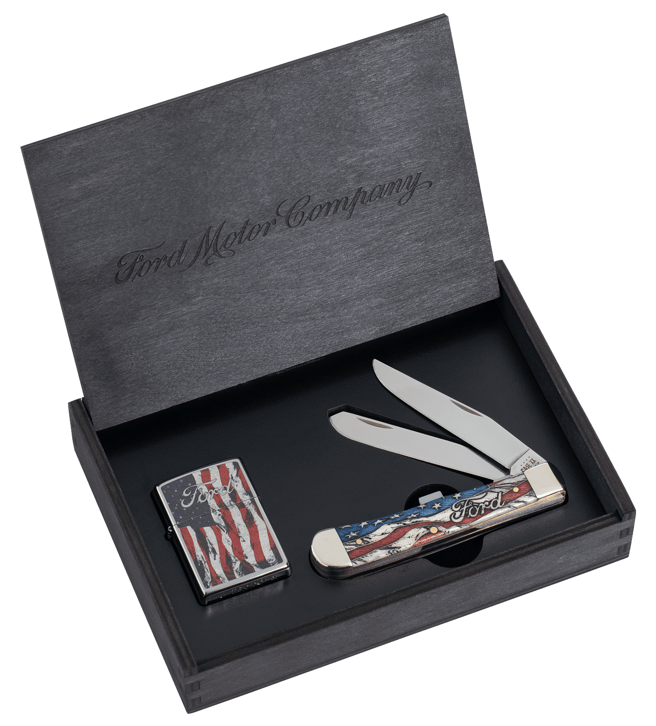 Case XX Knives Case Ford Mustang Trapper Folding Knife and Zippo Lighter Gift Set CA14331