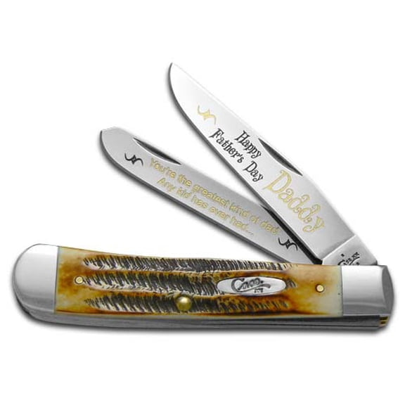 Case XX Knives Happy Father's Day Daddy BoneStag Trapper 1/500 Stainless Pocket Knife 6.5-HFDD