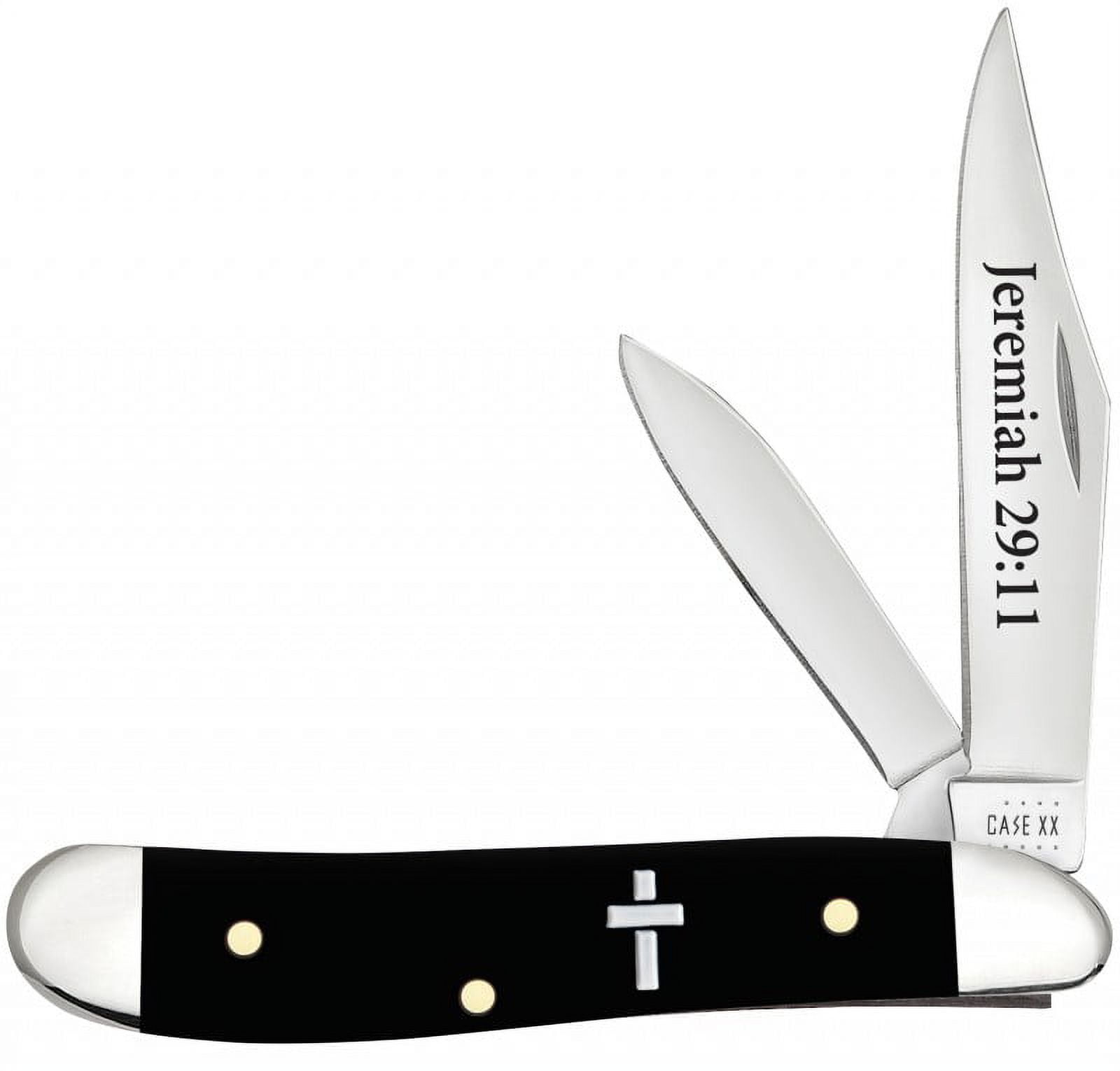 Case XX Knives Jeremiah 29:11 Cross Black Synthetic Peanut Stainless Pocket Knife 60866