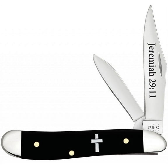 Case XX Knives Jeremiah 29:11 Cross Black Synthetic Peanut Stainless Pocket Knife 60866