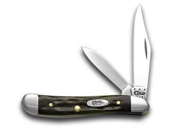 Case Peanut Pocket Knife 2.1" Clip/Pen Tru-Sharp Mirror Polished Blade Jigged Buffalo Horn Handle Gray