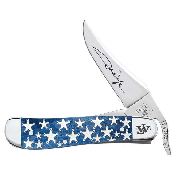 Case XX Knives John Wayne Russlock Smooth Navy Blue Bone Stainless Steel Pocket Knife