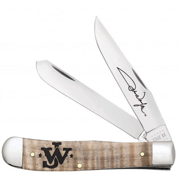 Case XX Knives John Wayne Smooth Curly Maple Wood Trapper Stainless Pocket Knife