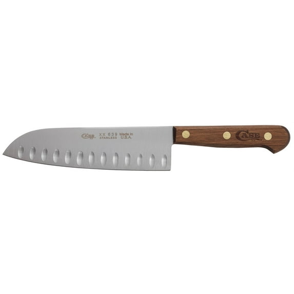 Case Household Cutlery Santoku Kitchen Knife 7" Santoku Tru-Sharp Satin Blade Walnut Handle Wood