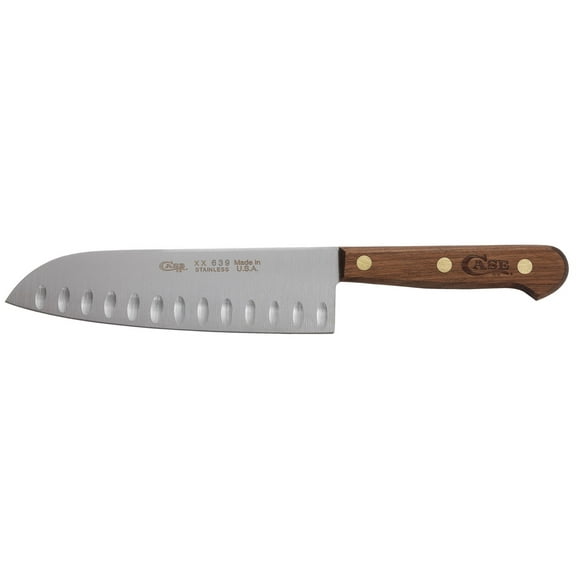 Case Household Cutlery Santoku Kitchen Knife 7" Santoku Tru-Sharp Satin Blade Walnut Handle Wood