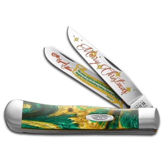 Case XX Knives Merry Christmas Smooth Cat's Eye Corelon Trapper Stainless Pocket Knife CAT-CE/MC