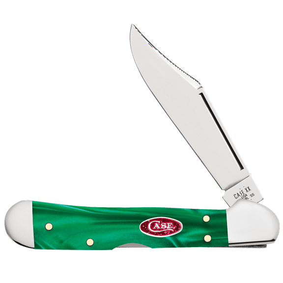 Case XX Knives Mini Copperlock Green Pearl Stainless Pocket Knife