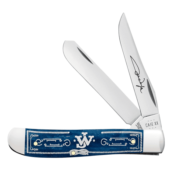 Case XX Knives Mini Trapper John Wayne Navy Blue Bone Stainless Pocket Knife