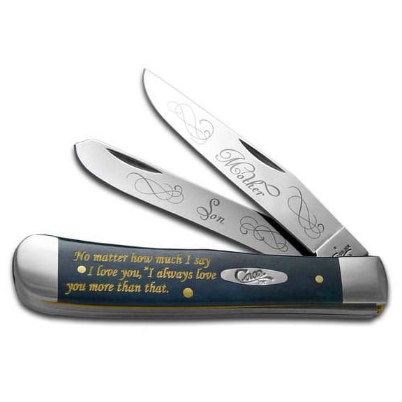 Case XX Knives Mother and Son Smooth Blue Bone Trapper Stainless Pocket Knife CAT-MS/BB