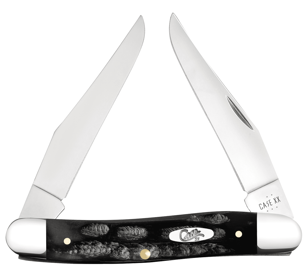 Case Muskrat Pocket Knife 2.9" Clip Point Tru-Sharp Mirror Polished Blade Jigged Buffalo Horn Handle Black