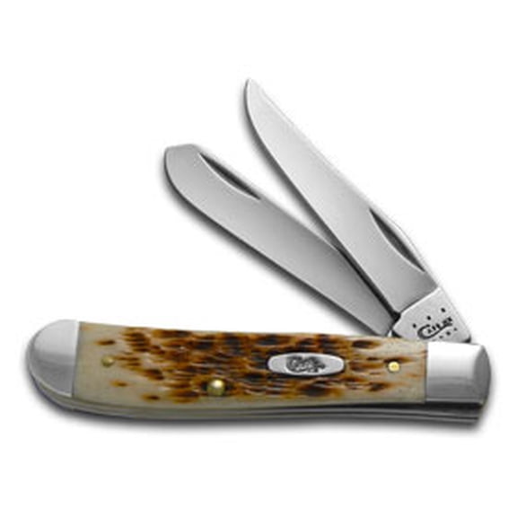 Case XX Knives Peach Seed Jigged Amber Bone Mini Trapper Stainless Pocket Knife 71170