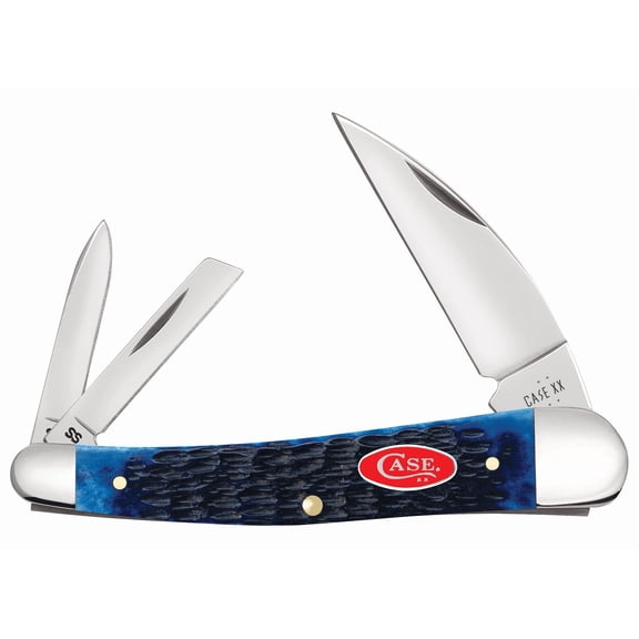 Case Seahorse Whittler Pocket Knife 2.33" Coping, Pen, Wharncliffe Tru-Sharp Polished Blade Jigged Bone Handle Blue