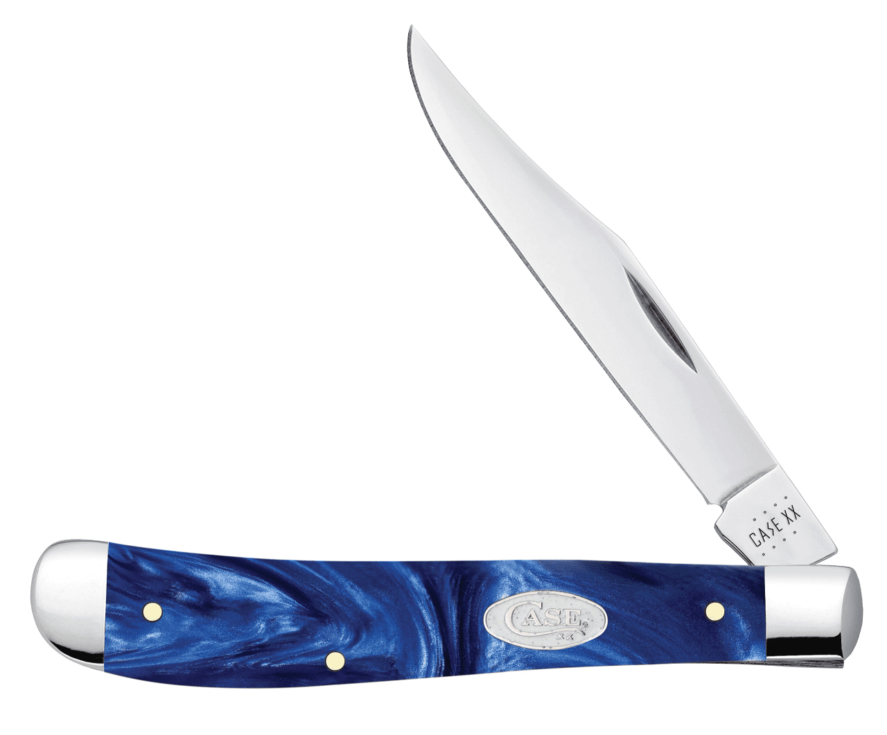 Case Slimline Trapper Pocket Knife 3.3" Clip Point Tru-Sharp Mirror Polished Blade Kirinite Handle Blue