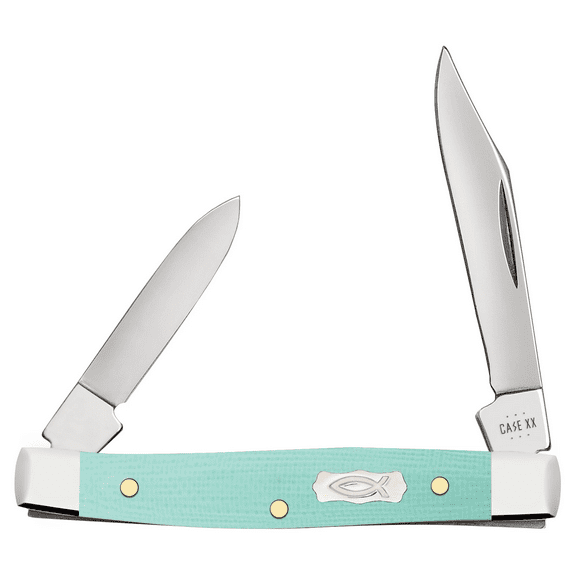 Case Small Pen Pocket Knife 2" Clip/Pen Tru-Sharp Stainless Blade G-10 Handle Sea Foam