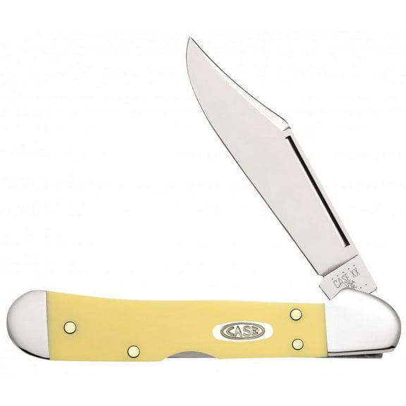 Case XX Knives Smooth Yellow Delrin Mini Copperlock Carbon Steel Pocket Knife 30116