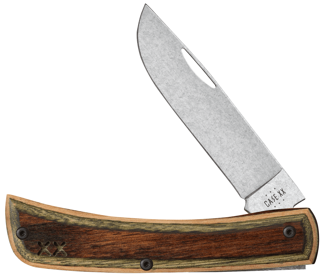 Case Crossroads Series Sod Buster Jr Pocket Knife 2.8" Skinner CPM S35VN Stonewashed Blade Laminated Wood Handle Brown