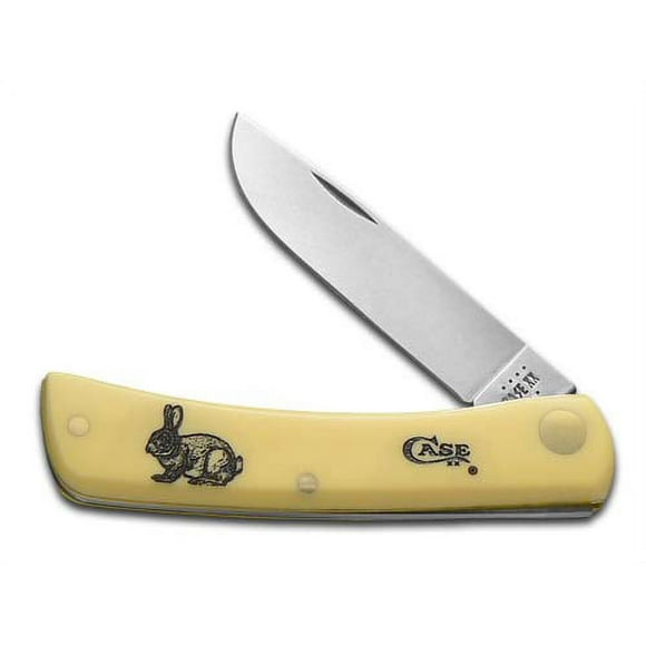 Case XX Knives Sodbuster Jr Rabbit Scene Etched Yellow Synthetic 1/600 Stainless Knife Pocket Knife