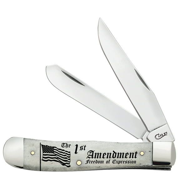 Case XX Knives Trapper 1st Amendment Natural Bone Pocket Knife