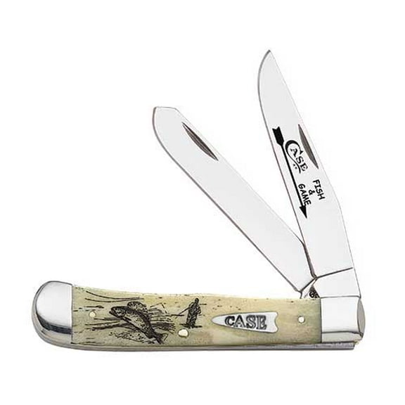 Case XX Knives Trapper Fly Fishing 20848 Natural Bone Stainless Pocket Knife