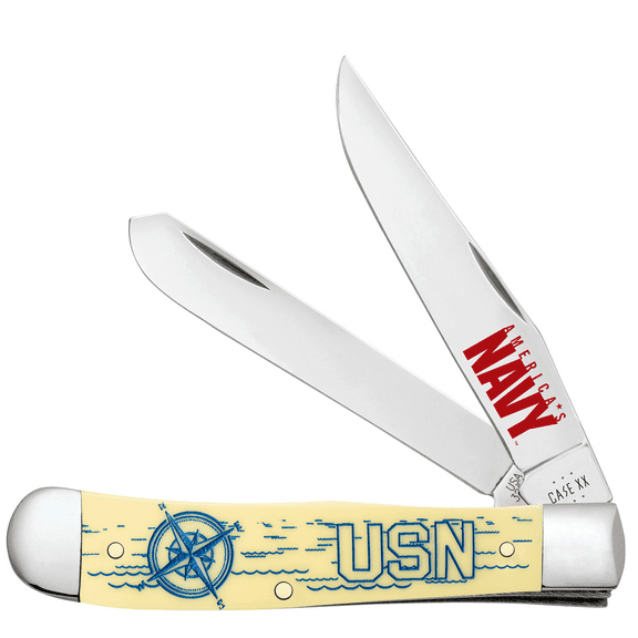 Case XX Knives U.S. Navy Trapper Yellow Synthetic Stainless Steel Pocket Knife