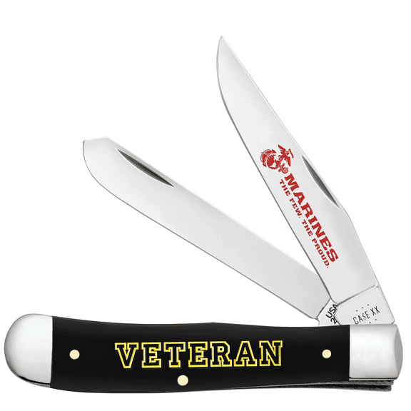 Case XX Knives USMC Trapper Smooth Black Delrin Stainless Steel Pocket Knife